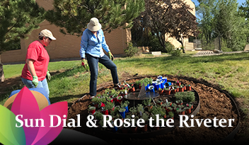 Sun dial & Rosie the Riveter